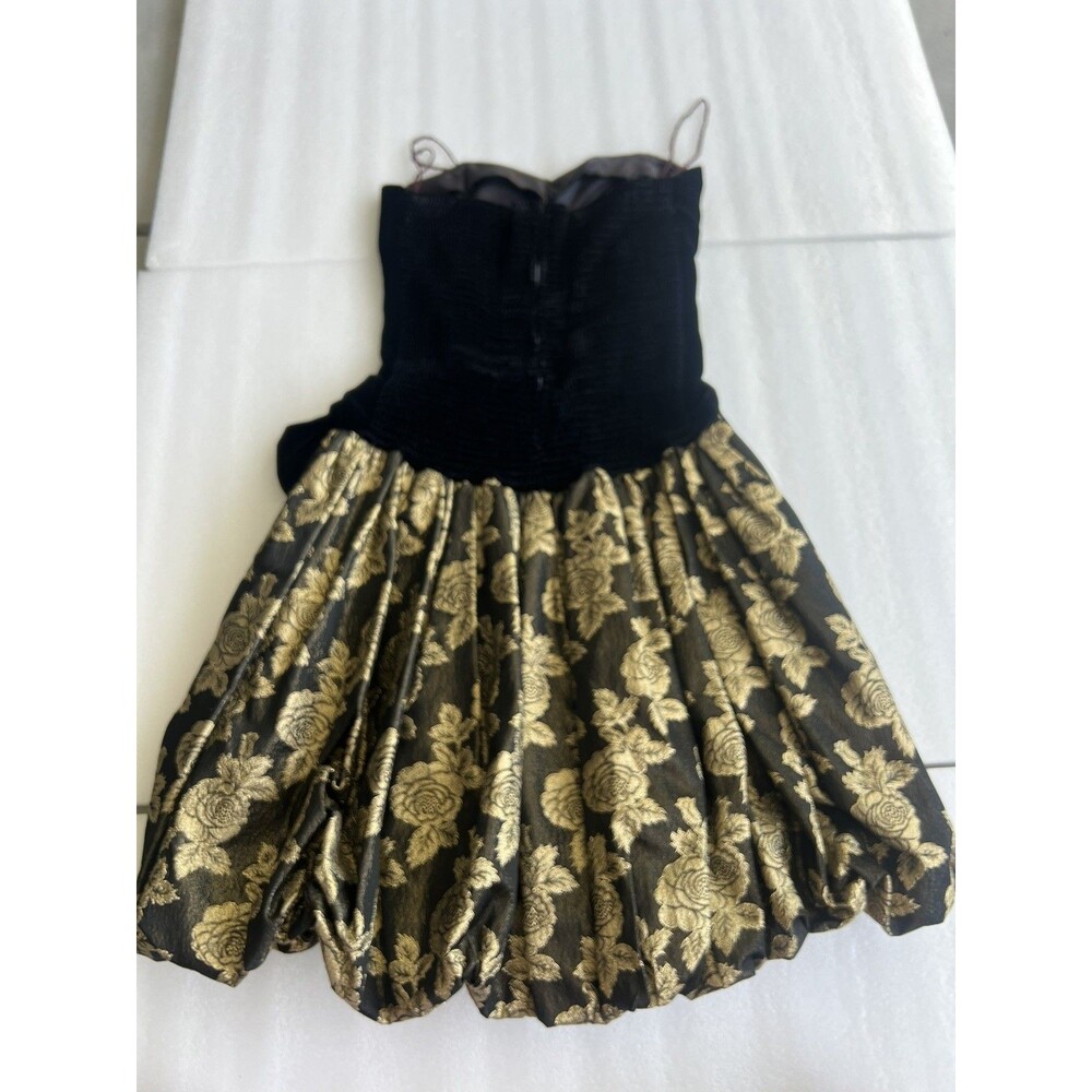 Positively Ellyn Bubble Dress Sz 12 Prom Party Velvet Gold Metallic Vtg 80’s/90s
